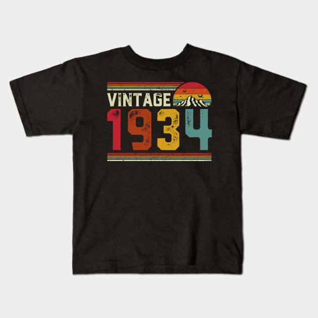 Vintage 1934 Birthday Gift Retro Style Kids T-Shirt by Foatui